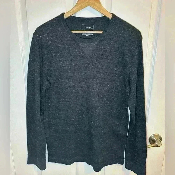 Men’s Sonoma Dark Gray Waffle Knit Thermal Long Sleeve Shirt size Medium - Picture 1 of 5